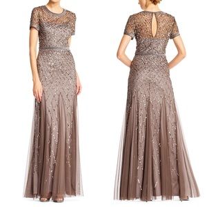 Adrianna Papell Cap Sleeve Beaded Gown, Size 6